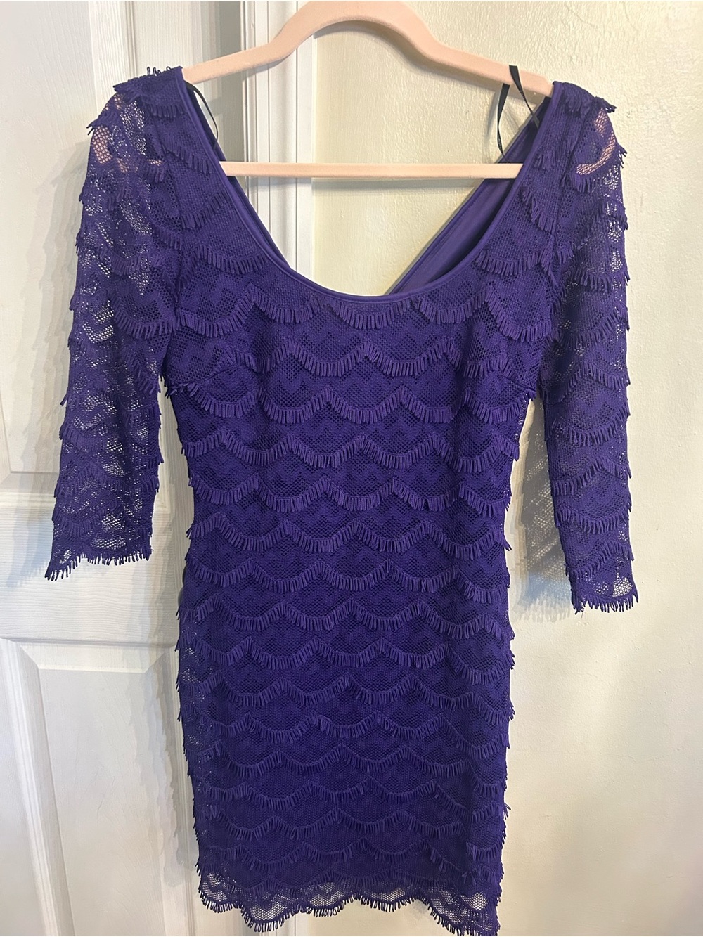 Guess Purple Lace Scoop-Neck Dress